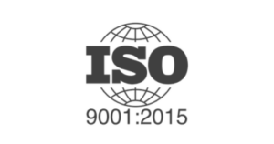 ISO badge representing that Ampwave Defense is quality management certified for design and manufacture